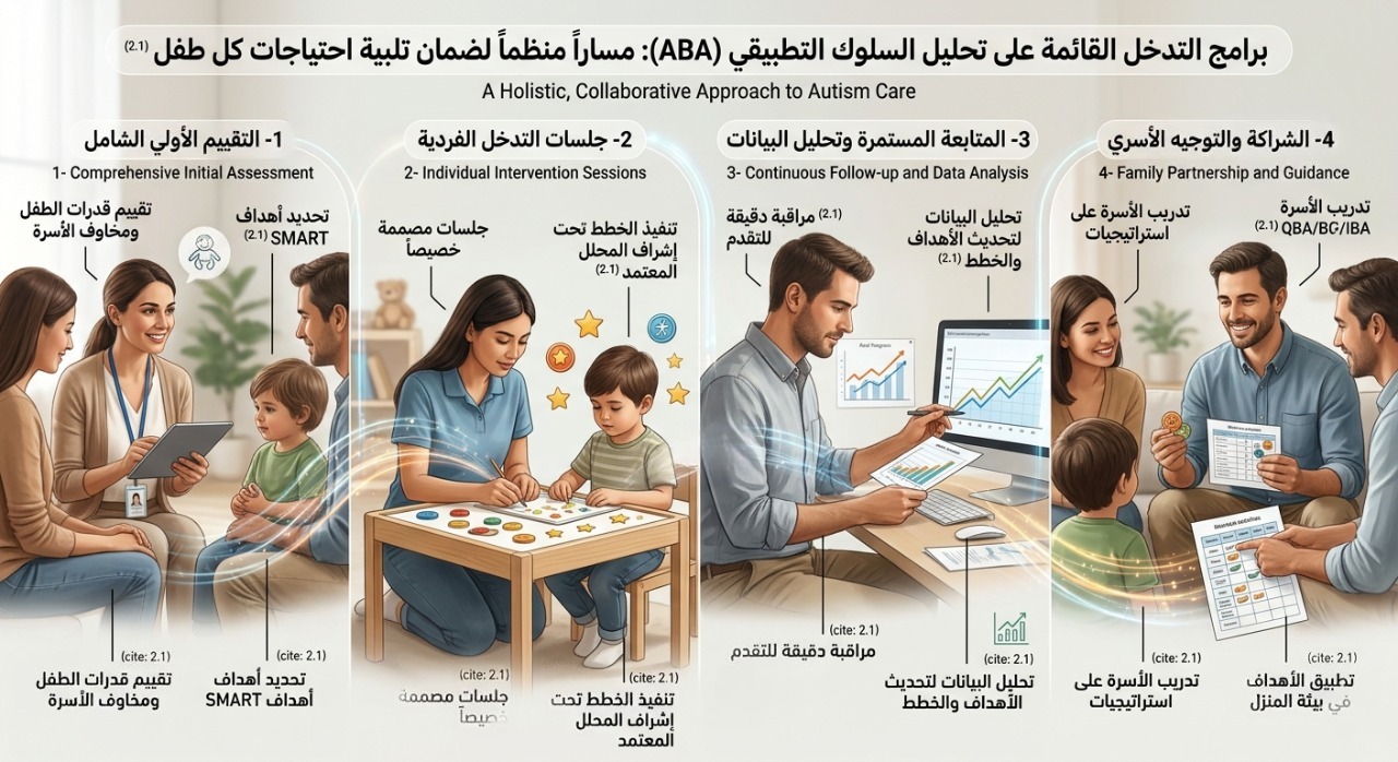 مراحل برنامج تحليل السلوك التطبيقي (ABA) الأربعة الأساسية،
